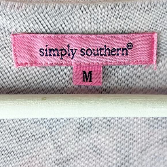 Simply Southern Tunic Top Womens M Blue Pink Floral Crinkle‎ Texture Blouse - Picture 2 of 6